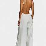 Belén Ramie Wide-Leg Halter Jumpsuit with Straight Neckline
