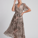 Mirabel | Flutter Sleeve Gathered Waist Floral Print Midi Dress