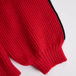 Retro Sports Style Contrast Color Knit Top And Pants Set