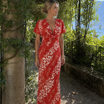 Astra | Short Sleeve Abstract Pattern Maxi Dress