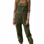 Women's Fleece Thermal Overalls With Zippered Pockets