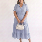 Dakota™ | Short Sleeve Striped Tiered Midi Dress