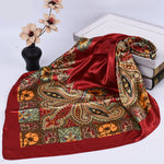 Vintage Bohemian Paisley Print Satin Square Scarf