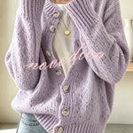 Atmospheric Mixed Color Knit Colorful Dots Button Up Long Sleeve Cardigan