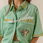 Linen Blend Loose-fitting Short-sleeved Button-down Shirt and Casual Pocket Shorts Set
