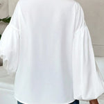 Stylish Polka Dot Print Collared Puff Sleeve Loose Shirt