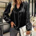 Zeagoo Zeagoo Boho Floral Print V Neck Shirt Long Sleeve Stylish Tops