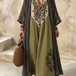 Boho Embroidered Maxi Dress & Cardigan Two-Piece Set