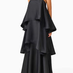 Soft and Smooth Satin Tiered Slip Square Neck A-line Maxi Dress