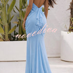 Touch of Drama Mesh Butterfly Metal Clips One Shoulder Backless Maxi Dress