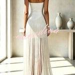 Hot, Sexy Babe Solid Color Off Shoulder Tassel Hem Maxi Dress