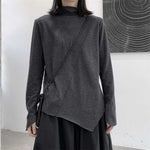 Pile Neck Irregular Hem Tops