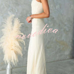 Fashionable Mesh Sleeveless One-shoulder Waist-revealing Maxi Dress