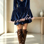 Vintage-Inspired Pearl Velvet Swing Dress