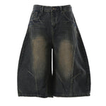 Retro Loose Scimitar Denim Cropped Trousers