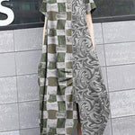 Handmade black asymmetric cotton Long Shirts zippered long summer Dress