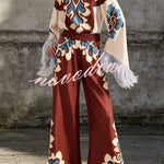 Bohemian Dreams Unique Print Elastic Waist Pocket Wide Leg Pants