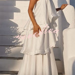 Soft and Smooth Satin Tiered Slip Square Neck A-line Maxi Dress