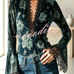 Opulent Midnight Floral Velvet Top