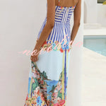 Unique Printed Spaghetti Strap Square Neck Casual Holiday Maxi Dress