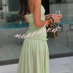Stylish Three-dimensional Floral Chiffon Patchwork Strapless Elegant Maxi Dress