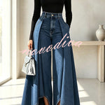 High-Waist Overlay Wide-Leg Jeans
