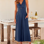Zeagoo Women's Casual Sleeveless Hollows High Waist Bodysuit Spaghetti Strap Loose Jumpsuit Overalls
