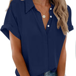 Zeagoo Womens Button Down Shirts Rolled Cuffed Shirt