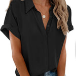 Zeagoo Womens Button Down Shirts Rolled Cuffed Shirt