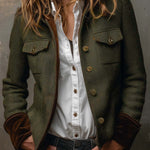 Diane – Vintage Khaki Blazer with Contrasting Details