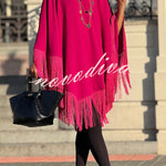 Elevate Your Wardrobe Batwing Sleeve Tassel Trim Cape Mini Dress