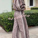 Rylee Colorblock Striped Star Print Zipper High Neck Pocket Sporty Jacket