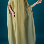 My Dearest Chiffon Sequin Trim High Neck Batwing Cutout Sleeve Cape Maxi Dress