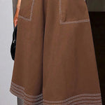 Long Sleeves Loose Buttoned Elasticity Pockets Solid Color Lapel Maxi Dresses