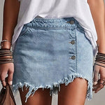 Western Retro Frayed Camel Denim Mini Skirt And Shorts