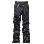 Dark Punk Pleated PU Leather Pants