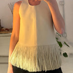Stylish Halter Neck Sleeveless Leather Tassel Loose Top