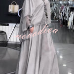 Melissa V-neck Sheer Batwing Sleeve Loose Blouse and Elastic Waist Pocketed Bell Hem Pants Set