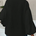 Stylish Polka Dot Print Collared Puff Sleeve Loose Shirt