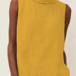 Linen Short-sleeved Blouse With A Round Neck