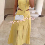 Lily Cutout Trim Side Stretch Crop Top and Elastic Waist Pocket Midi Skirt Set