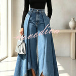 High-Waist Overlay Wide-Leg Jeans