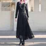 High Waist Lace Embroidered A-line Skirt
