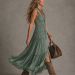 Ava | Gathered V-Neck Maxi Dress for Women