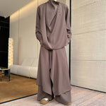Asymmetric Long-sleeved Shirt and Wide-leg Pants Two-piece Set