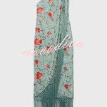 Floral Print Halter Neck Sleeveless Elegant Tassel Maxi Dress