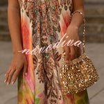 Bohemian Style Unique Print Sleeveless Backless Loose Maxi Dress