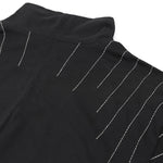 Ray Embroidery Loose Stand Collar Casual T-shirt