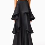 Soft and Smooth Satin Tiered Slip Square Neck A-line Maxi Dress