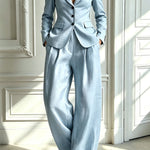 Minimalist Chic Tailored Blazer & Pleated Pant Suit